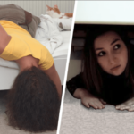 靴を探す女性、しかしベッドの下に隠れている親友を見つける。